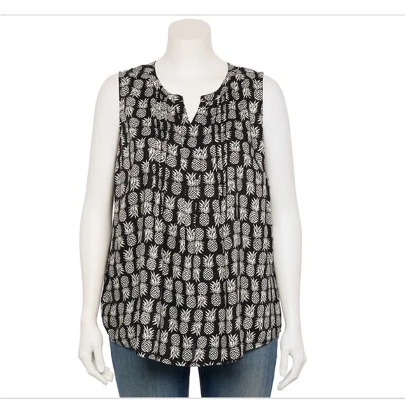 women's croft & barrow print pleated tank